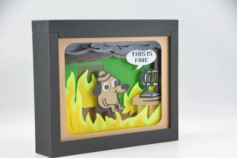 This Is Fine - Máy In 3D Bốc Cháy - Hộp Bóng Đổ - Image 7