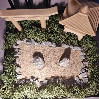 Khu Vườn Zen Có Cổng, Đèn và Dụng Cụ