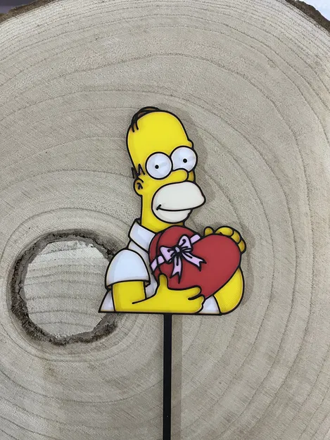 Móc Trang Trí Bánh Homer Simpson Valentine / Zápich Do Dortu Homer s Valentýnským Srdcem - Image 1