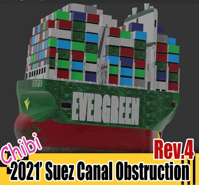 Mô hình Tắc nghẽn Kênh đào Suez 2021 Rev4_Chibi - Image 1