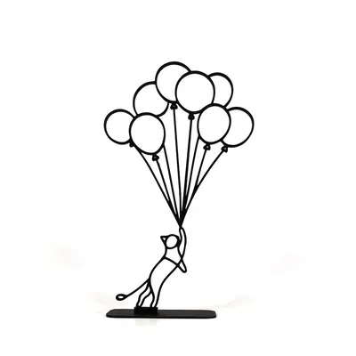 Mèo Nghệ Thuật Đường Nét Tối Giản Cùng Bong Bóng