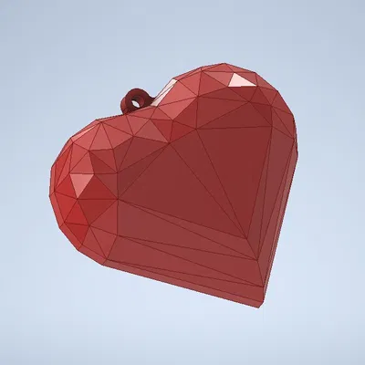 Móc Khóa/Mặt Dây Chuyền Trái Tim Low Poly Ngày Lễ Tình Nhân