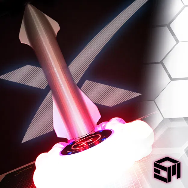 Đèn SpaceX Starship Bay Lơ Lửng Có Hiệu Ứng Lửa NeoPixel và Động Cơ LED - Image 1
