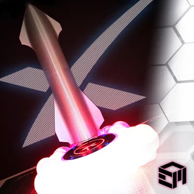 Đèn SpaceX Starship Bay Lơ Lửng Có Hiệu Ứng Lửa NeoPixel và Động Cơ LED