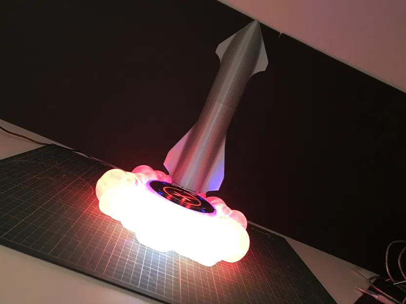 Đèn SpaceX Starship Bay Lơ Lửng Có Hiệu Ứng Lửa NeoPixel và Động Cơ LED - Image 3