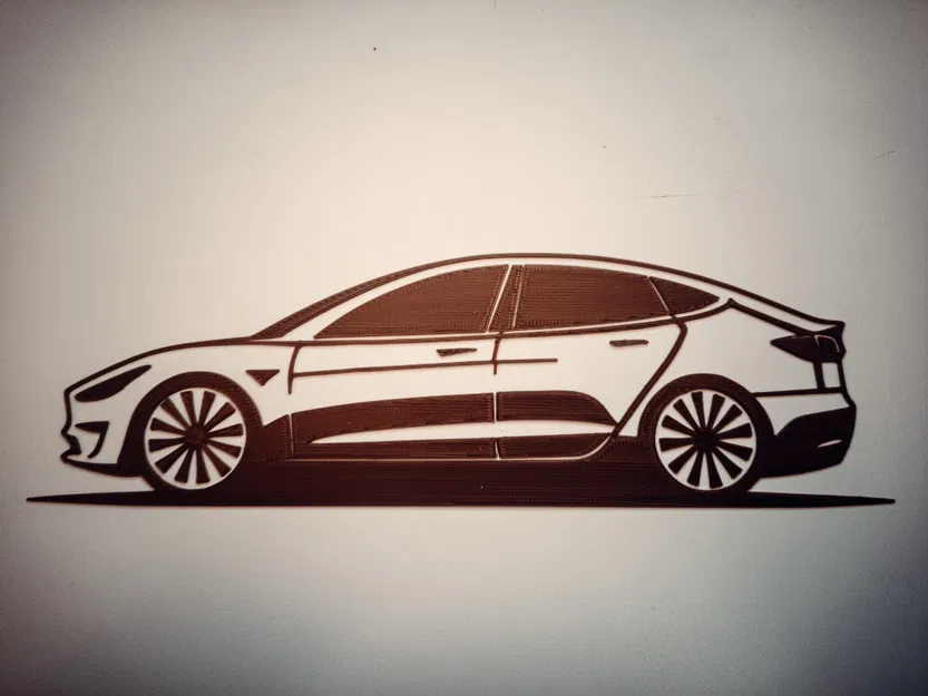 Tranh Treo Tường Hình Silhouette Xe Tesla Model 3 - Image 1