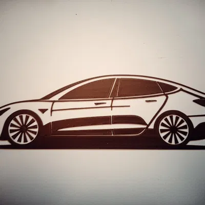 Tranh Treo Tường Hình Silhouette Xe Tesla Model 3