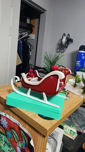 Xe Trượt Tuyết Ông Già Noel Dễ Lắp Ráp và In kèm Phụ Kiện - Image 1