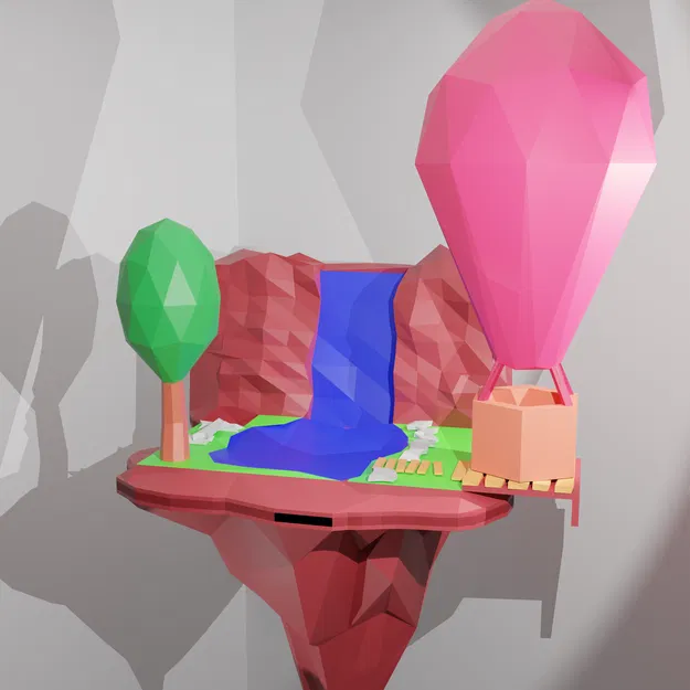 Đảo Nổi Phong Cách Low Poly - Rừng Cây - Image 1