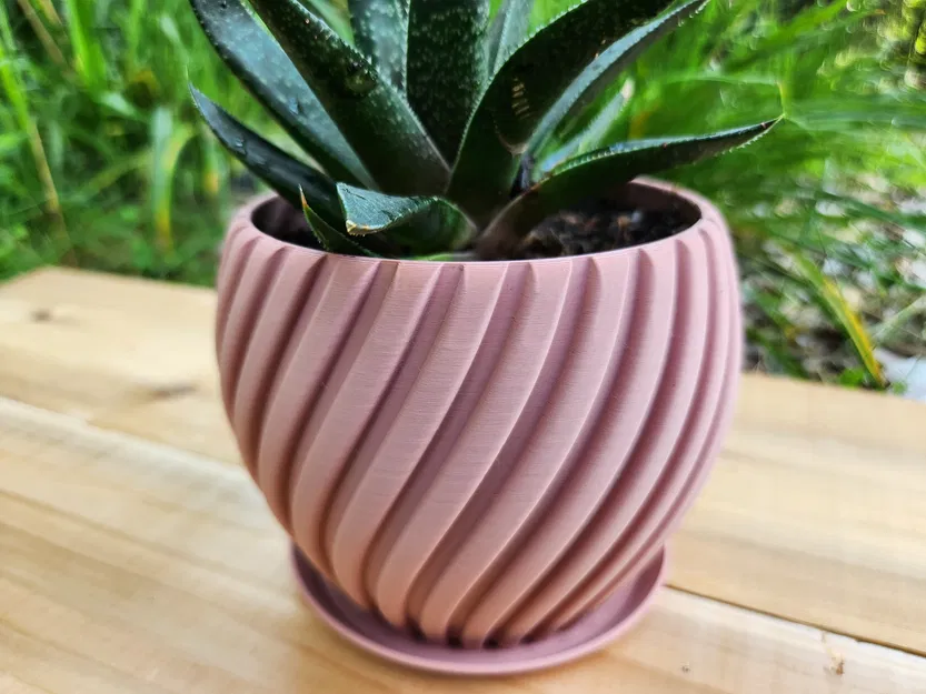 Chậu Hoa Cong Có Khay Thoát Nước Tích Hợp - Image 2