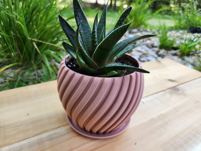 Chậu Hoa Cong Có Khay Thoát Nước Tích Hợp - Image 4