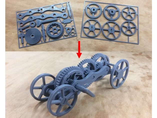 Bộ Xe Ô Tô Lên Dây Cót In 3D