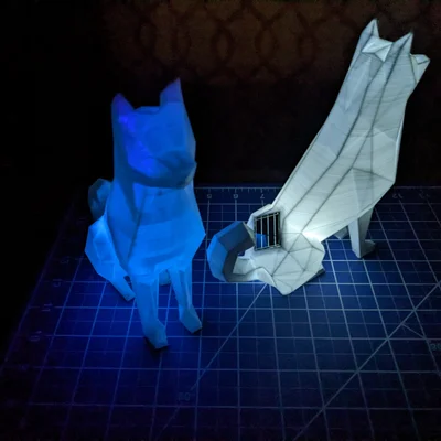 Đèn Lồng Năng Lượng Mặt Trời Chó Akita Mỹ Low Poly