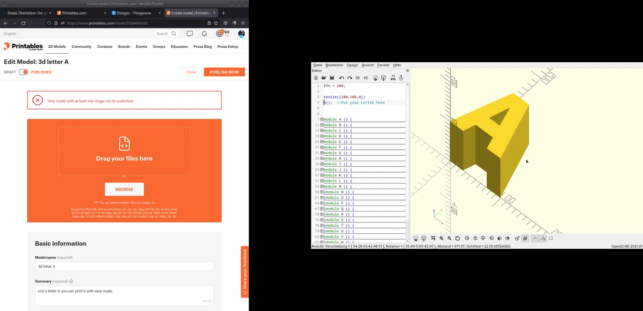 Tất cả chữ 3D | File .scad | Chữ A-stl - Image 1