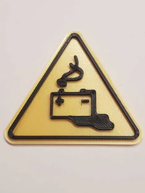 Tấm Biển Cảnh Báo Achtung Batterie / Tấm Biển Pin - Image 1