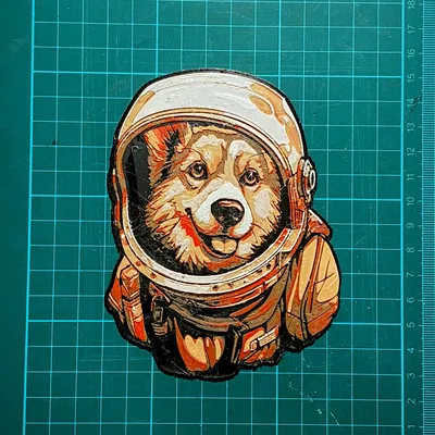 Space Doggo - Tác phẩm nghệ thuật Hueforge