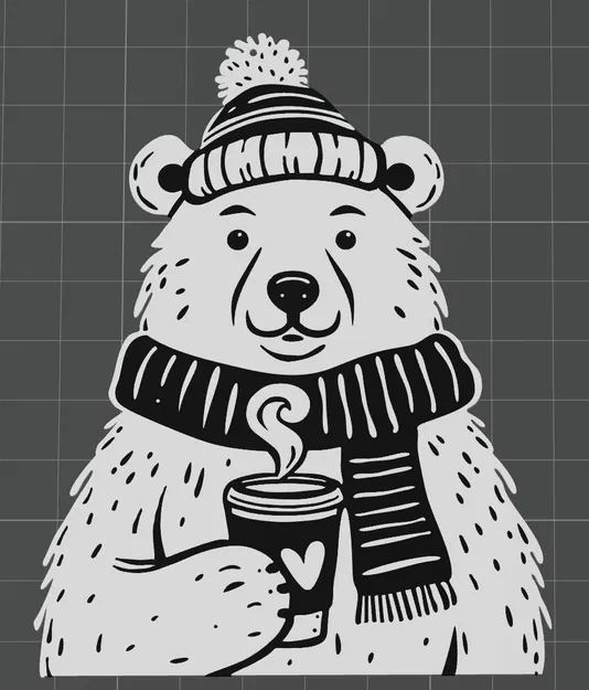 Trang trí cây thông Noel hai màu gấu bắc cực cầm cà phê - Image 2