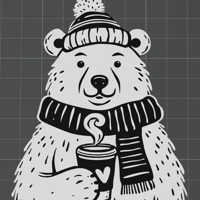 Trang trí cây thông Noel hai màu gấu bắc cực cầm cà phê