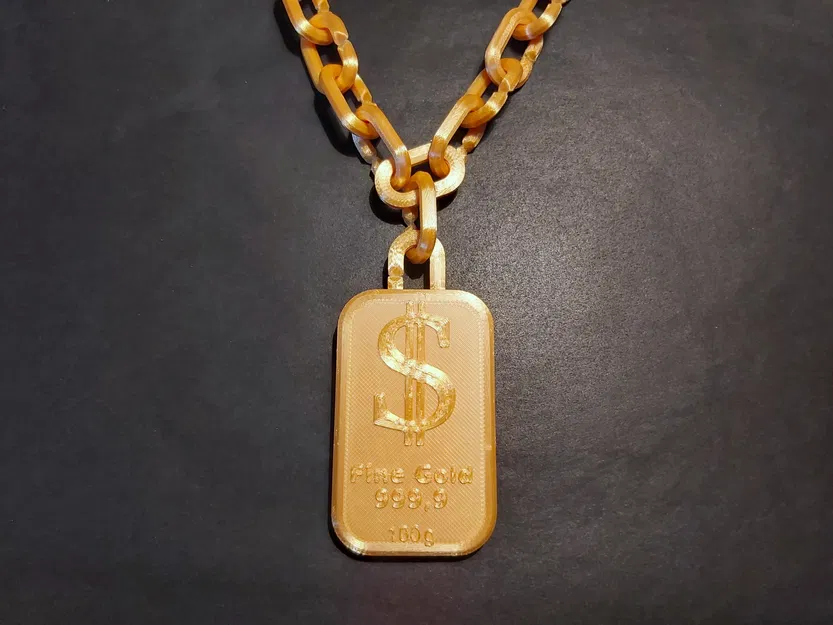 Lấp lánh! Dây chuyền vàng và mặt dây chuyền thỏi vàng - Image 1