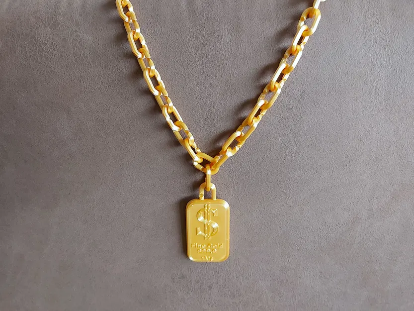 Lấp lánh! Dây chuyền vàng và mặt dây chuyền thỏi vàng - Image 3