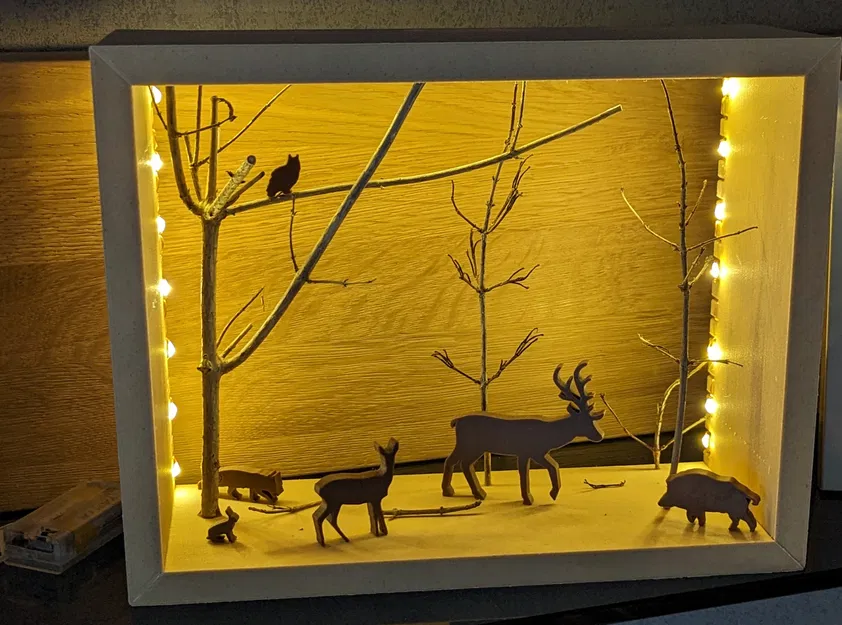 Mô hình Diorama Rừng Tuyết Trang trí Giáng sinh/Mùa đông có Động vật - Image 1