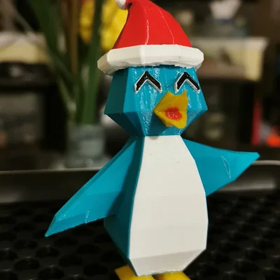 Móc khóa Chim Cánh Cụt Giáng Sinh Happy Low-polygon