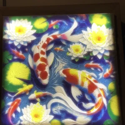 Litophane Cá Koi và Sen (Chỉ cho bộ AMS hoặc MMU)