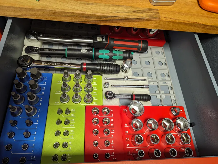 Hộp đựng cờ lê/tay vặn socket Gridfinity cải tiến - Image 1