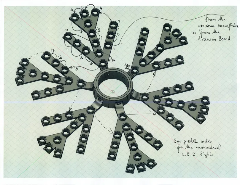 Bông Tuyết Điện Tử In 3D dùng Dải LED WS2811 - Image 5