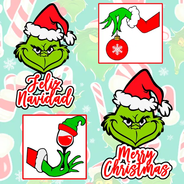 Ông Già Noel Giáng Sinh Vui Vẻ - Chúc Mừng Năm Mới - Tay Nâng Ly và Quả Cầu - Image 1