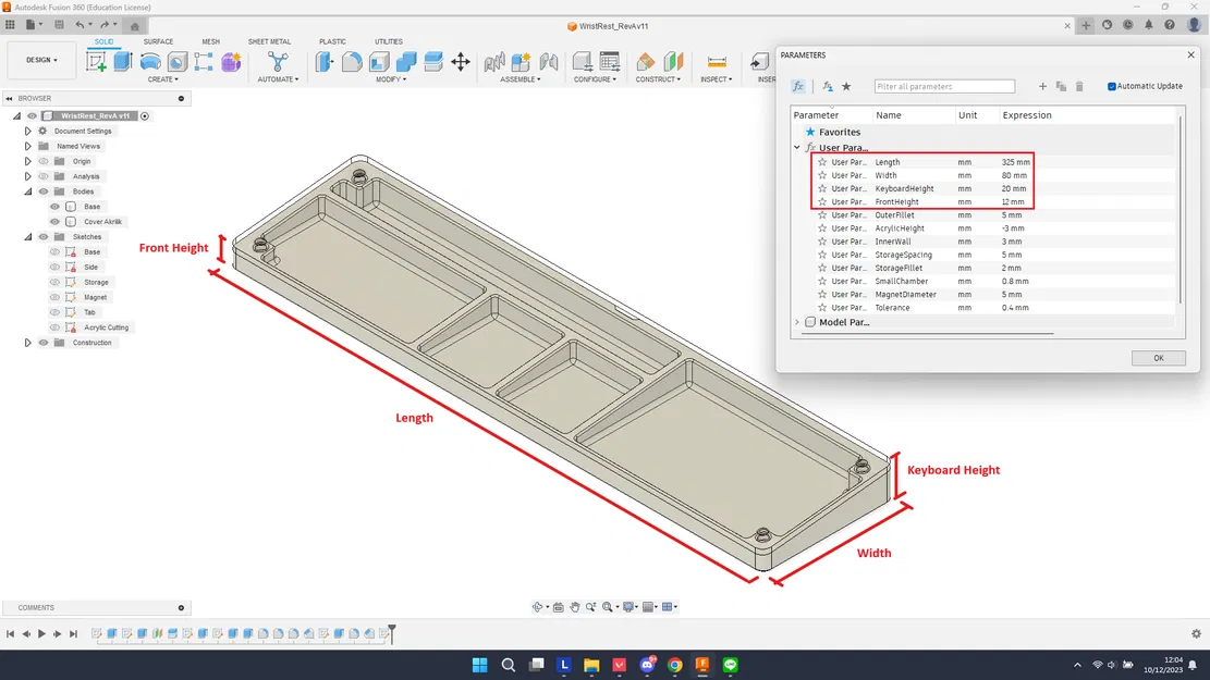 Đệm Kê Tay Bàn Phím và Hộp Lưu Trữ [Parametric] - Image 4