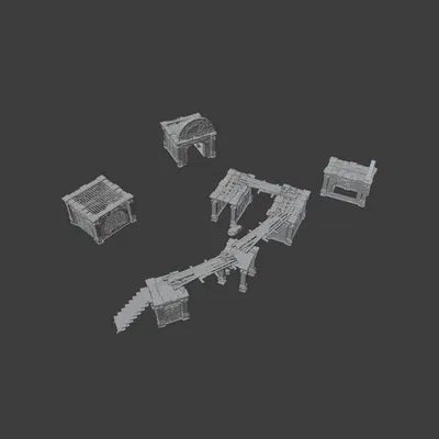 Mộ Tộc - Tàn Tích Giả Tưởng - Bộ Công Trình Module - Địa Hình Game