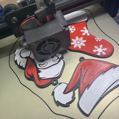 Móc Treo Cây Thông Noel Hình Vớ/Tất (In trên máy in đơn sắc)