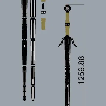 Kiếm CIRI có chữ rune. Thêm file lưỡi và cán liền.