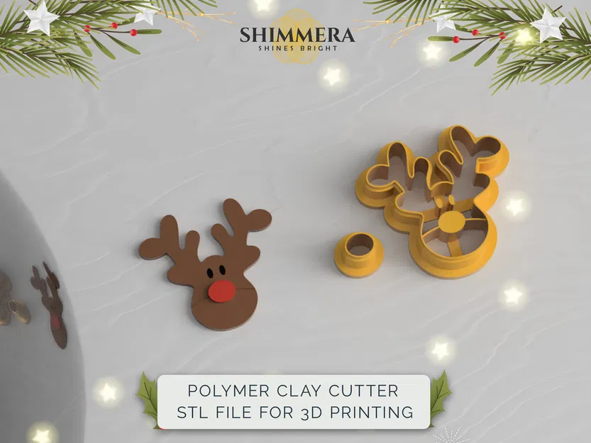 Khuôn Cắt Đất Sét Polymer Hình Sừng Tuần Lộc Giáng Sinh Làm Khuyên Tai - Image 1