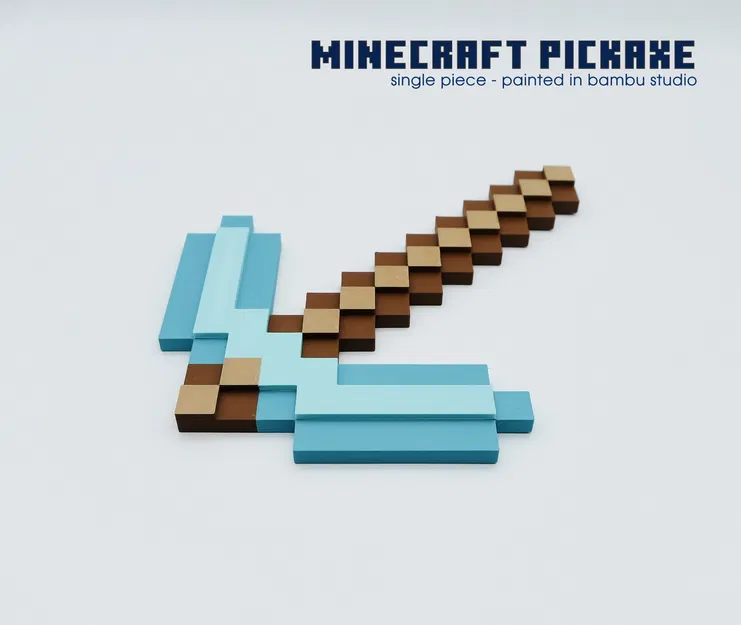 Cuốc Lủi Minecraft In 1 Khối, Tô Màu Sẵn Trong Bambu Studio - Image 1