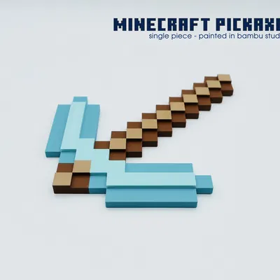 Cuốc Lủi Minecraft In 1 Khối, Tô Màu Sẵn Trong Bambu Studio