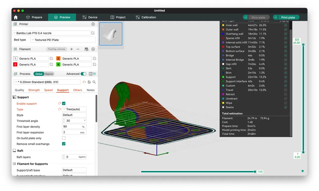 Giá đỡ ống xả cho BambuLab P1S/X1C - Image 3