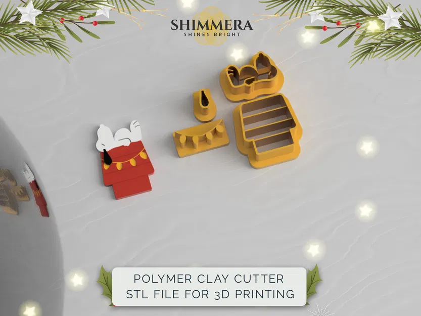 Khuôn Cắt Đất Sét Làm Bông Tai Snoopy Giáng Sinh - Image 1