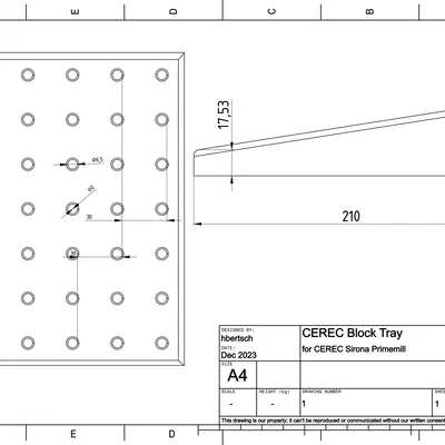 Khay/Giá Đỡ Khối Phôi CEREC Sirona Primemill