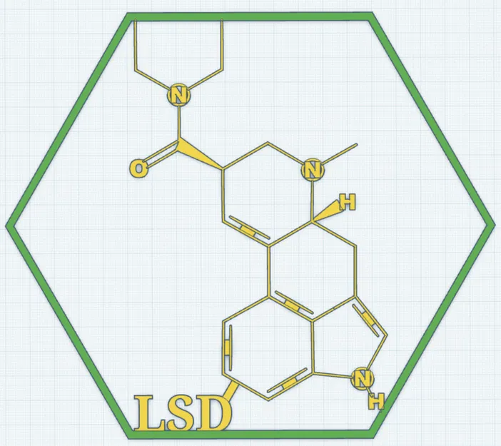 Tranh Treo Tường Phân Tử LSD – Mô Hình In 3D (Phiên Bản Cập Nhật 2025) - Image 1