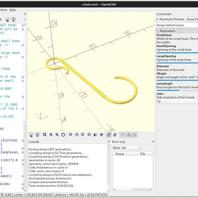 Nắp, Móc S và Khoen Tùy Chỉnh cho Đồ Trang Trí Cây Thông Noel. OpenSCAD