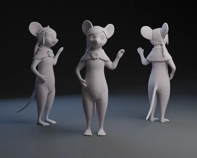 Mô Hình 3D Cô Chuột Đội Mũ Hoa Dễ Thương - Image 1