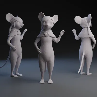 Mô Hình 3D Cô Chuột Đội Mũ Hoa Dễ Thương