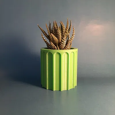 Chậu Cây Hình Trụ Chi Tiết Màu Xanh