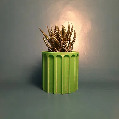 Chậu Cây Hình Trụ Chi Tiết Màu Xanh