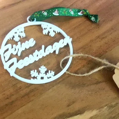 Móc treo cây thông Noel "Fijne Feestdagen" (Tiếng Hà Lan)