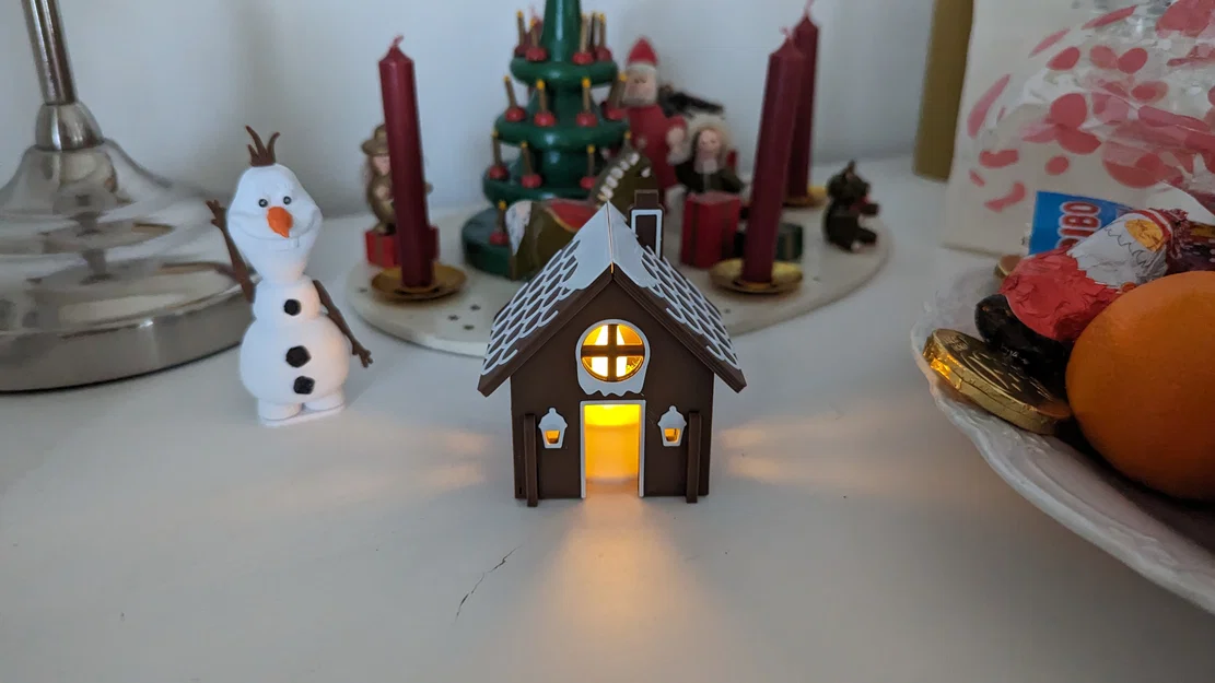 Mô Hình Nhà Bánh Gừng Giáng Sinh Kit Card Có Nến LED - Image 1