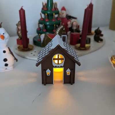 Mô Hình Nhà Bánh Gừng Giáng Sinh Kit Card Có Nến LED
