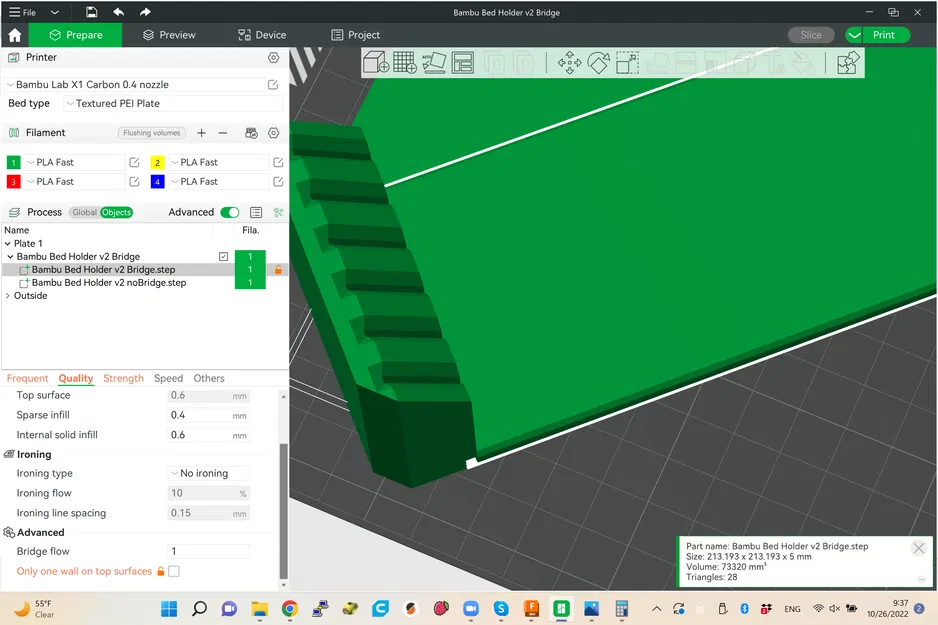 Giá đỡ khay in Bambu Lab X1 có 2-8 khe cắm thu nhỏ, infill hở, tùy chọn lưỡi - Image 6